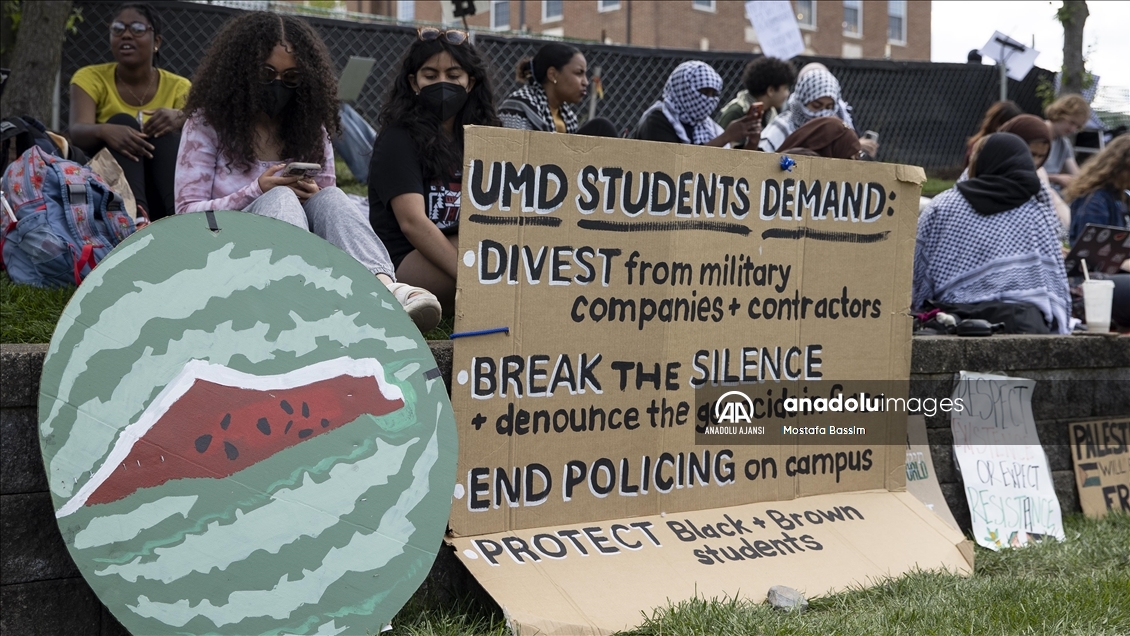 Maryland Üniversitesi öğrencilerinden Filistin'e destek gösterisi
