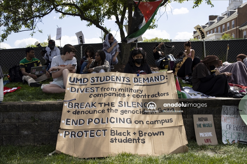 Maryland Üniversitesi öğrencilerinden Filistin'e destek gösterisi