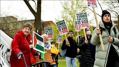 Michigan Üniversitesi kampüsünde, Filistin'e destek gösterisi düzenlendi