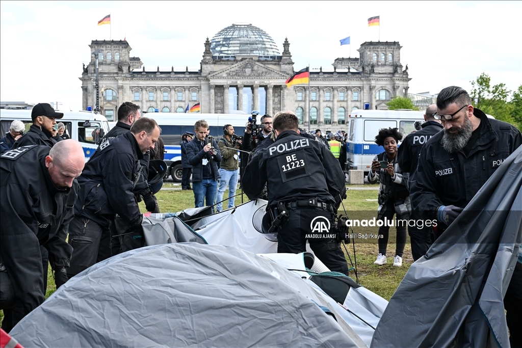 Berlin'de 'Gazze'ye destek' kampına polis müdahalesi