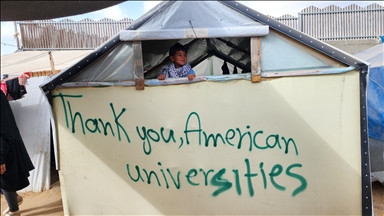 ABD'de üniversitelerindeki Filistin'e destek gösterilerine, Refah'ta çadırlarda yaşayan Filistinlilerden teşekkür