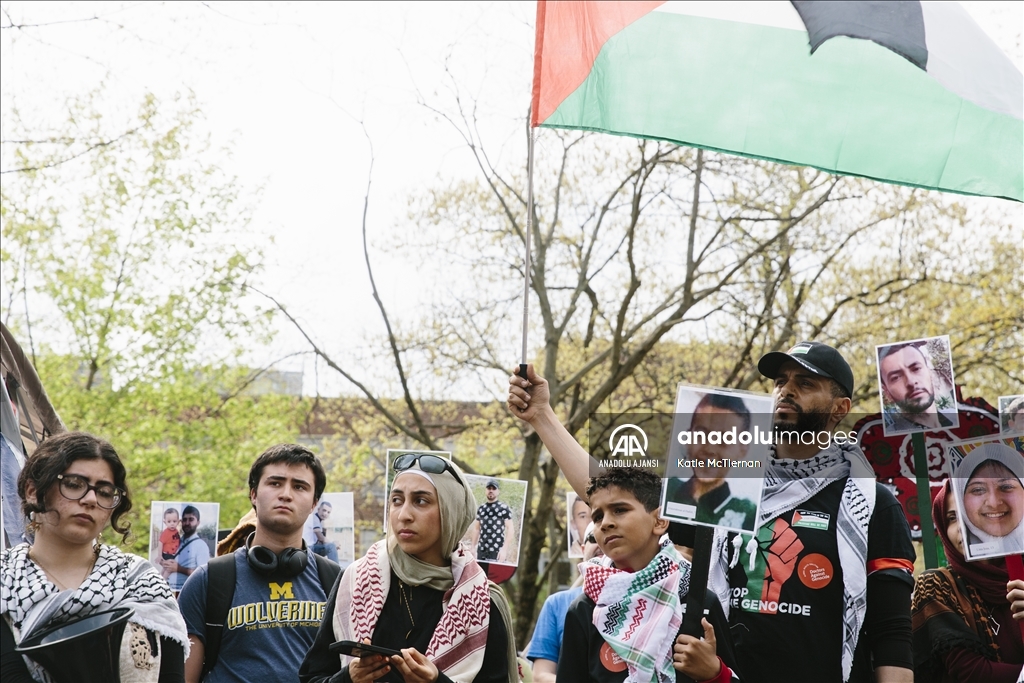 Michigan State Üniversitesi öğrencilerinin Filistin'e destek gösterisi devam ediyor