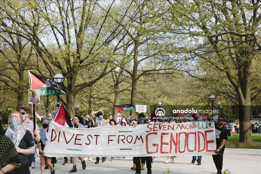 Michigan State Üniversitesi öğrencilerinin Filistin'e destek gösterisi devam ediyor