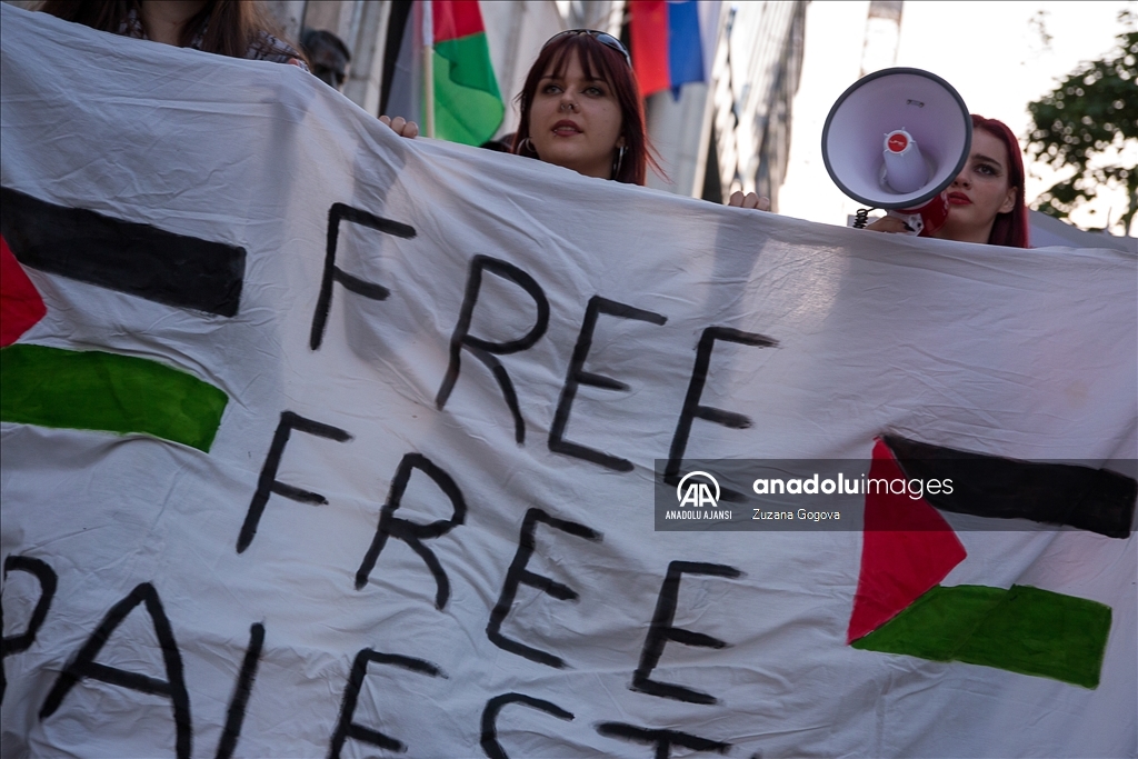 Slovakya'nın başkenti Bratislava'da Filistin'e destek gösterisi düzenlendi