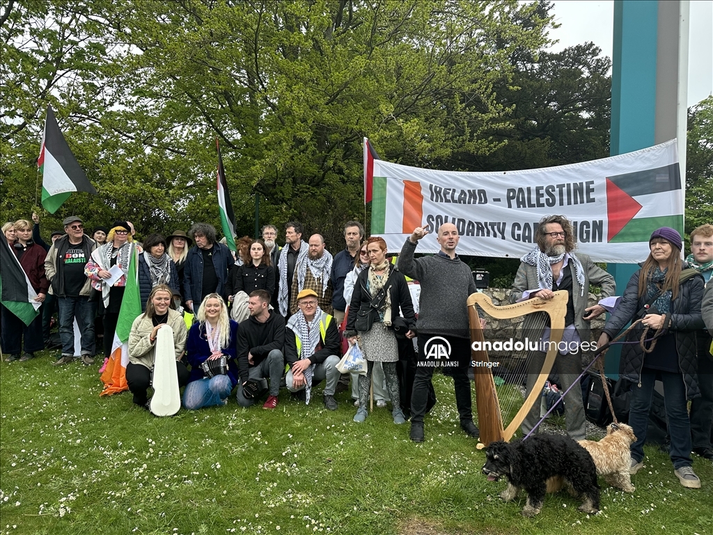 İrlanda'da İsrail'in katıldığı Eurovision'u boykot çağrısıyla gösteri düzenlendi