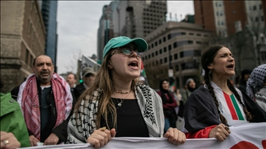 Kanada'nın Montreal kentinde Filistin'e destek gösterisi