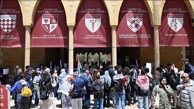 Beyrut Amerikan Üniversitesi'nde Filistin'e destek gösterisi