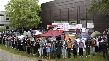 Berlin'de Hür Üniversitesinde Filistin’e destek eylemi