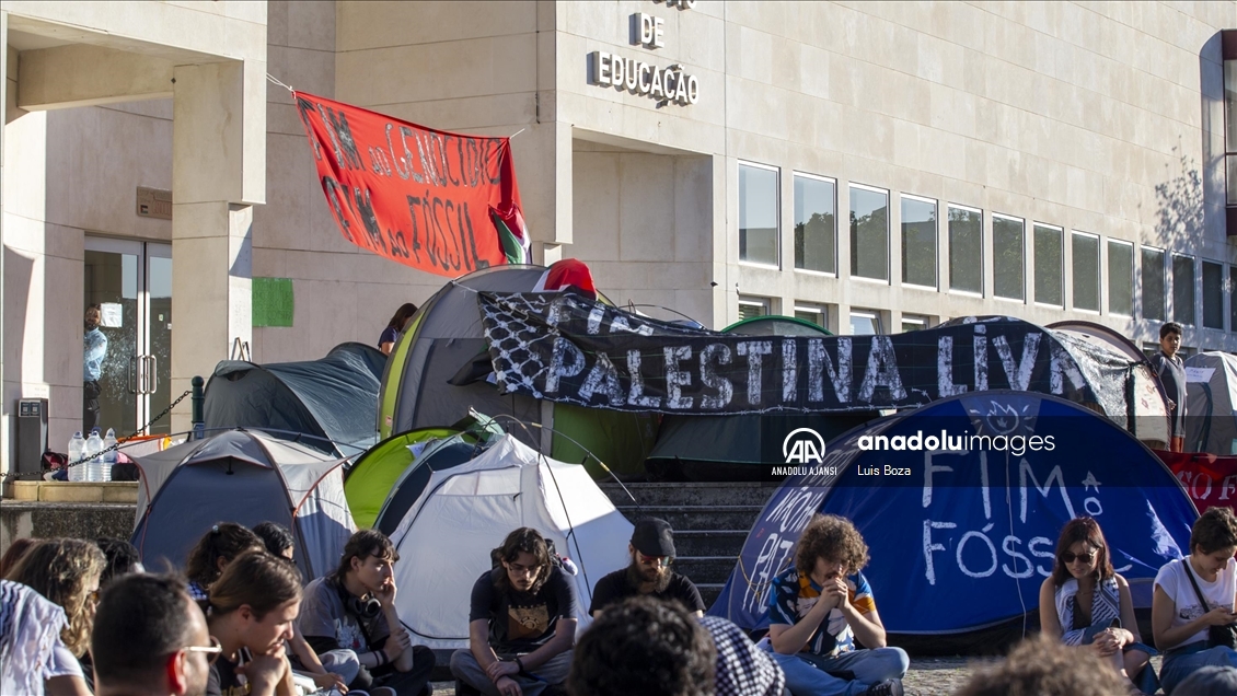 Lizbon Üniversitesi öğrencilerinin Filistin'e destek gösterisi 