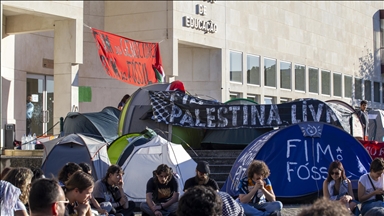 Lizbon Üniversitesi öğrencilerinin Filistin'e destek gösterisi