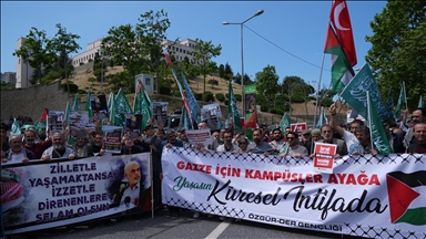İsrail'in Gazze'ye yönelik saldırıları ABD'nin İstanbul Başkonsolosluğu önünde protesto edildi