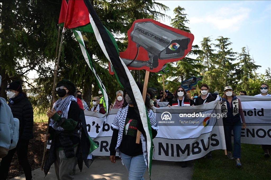 Filistin yanlısı göstericiler Google'ın merkezinde Project Nimbus'u protesto etti