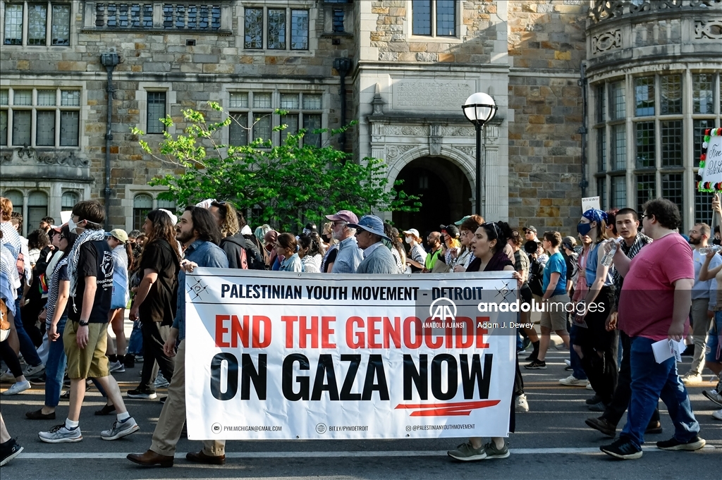 Michigan Üniversitesi öğrencileri Nekbe'nin 76. yıl dönümü nedeniyle Gazze'ye yönelik saldırıları protesto etti