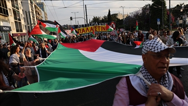 Atina'da Filistin'e destek gösterisi düzenlendi