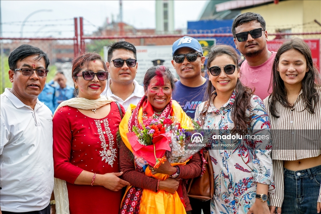 Purnima Shrestha arrives in Nepal after setting a record of climbing Mount Everest three times