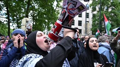 Brüksel’de ABD Büyükelçiliği önünde Filistin'e destek gösterisi