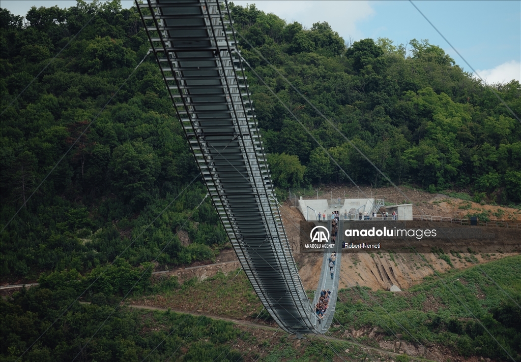 Longest two-way suspension bridge opens to the public for the first time in Hungary