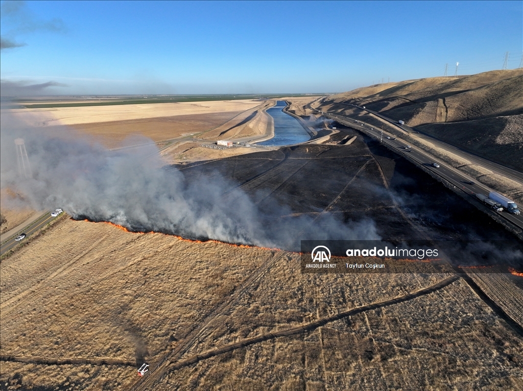 Poleline fire in Merced County of California