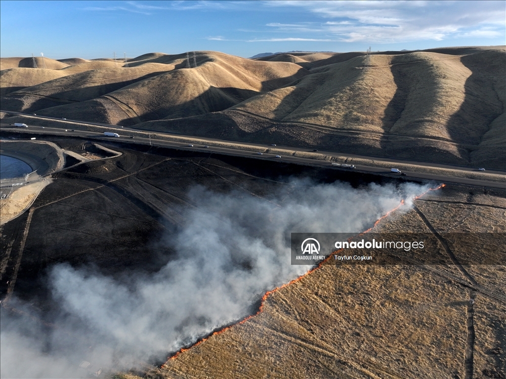 Poleline fire in Merced County of California