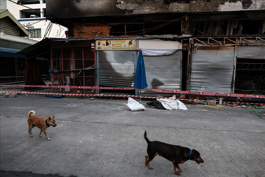 Aftermath of fire in Bangkok Market, Thailand