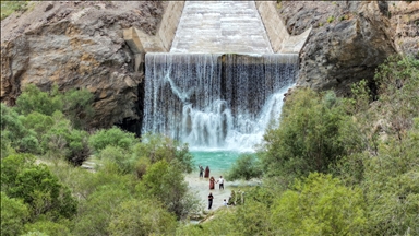 Artificial waterfall at Zernek Dam in Van, Turkiye