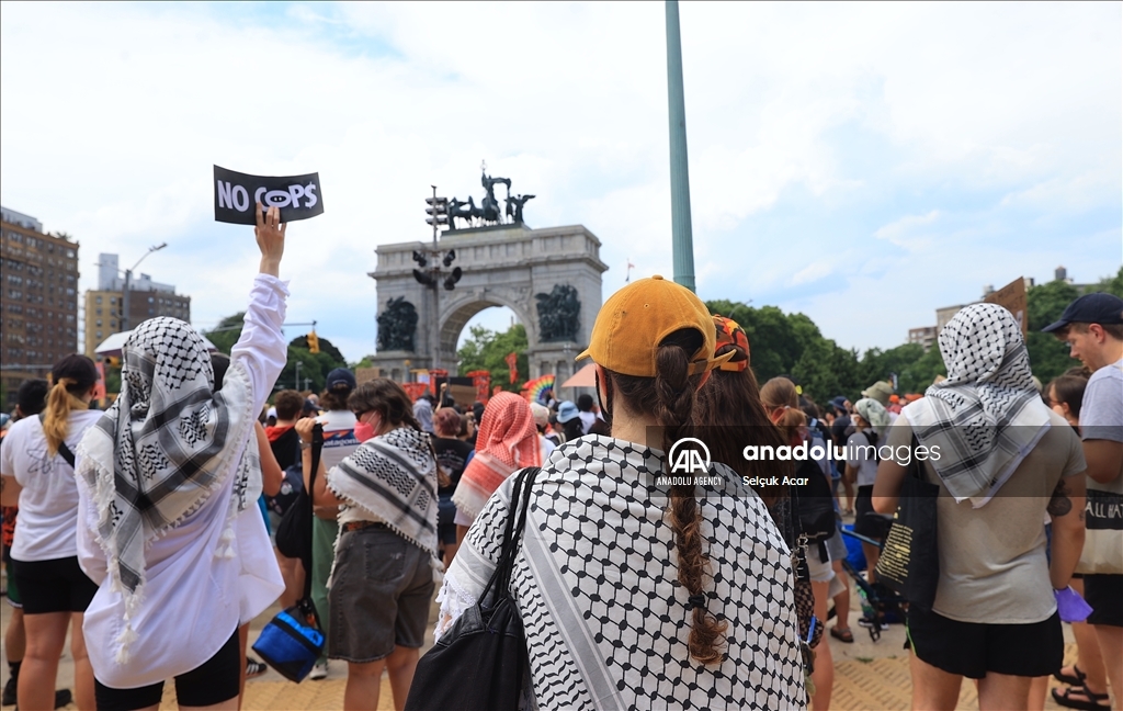 Pro-Palestine protesters in New York City demonstrate against police and Mayor Adams