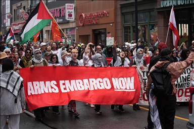 مظاهرة تضامنية مع غزة في تورونتو الكندية