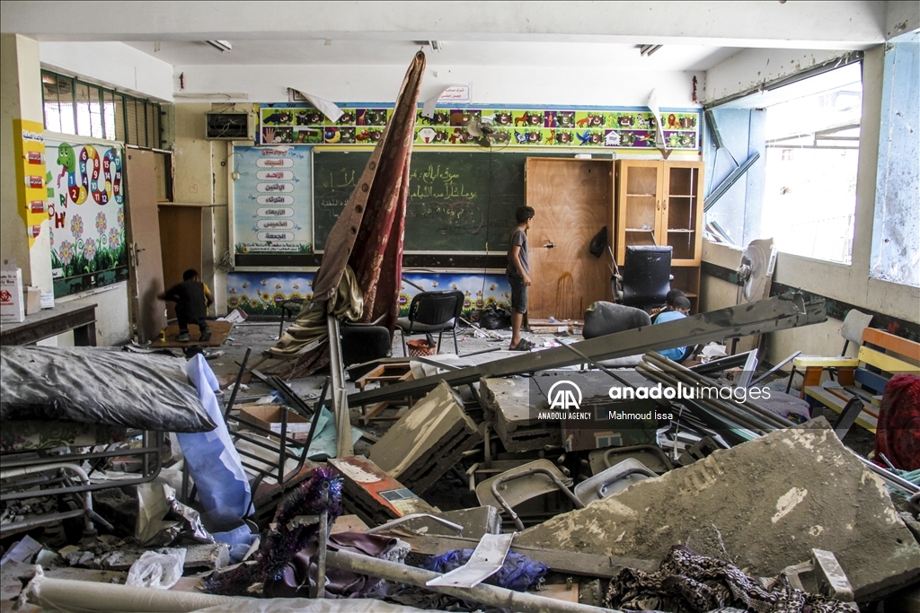 Aftermath of Israeli strikes on UN-run schools in Gaza: At least 11 Palestinians killed