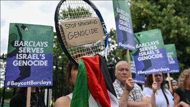 Pro-Palestine demonstration held outside Wimbledon