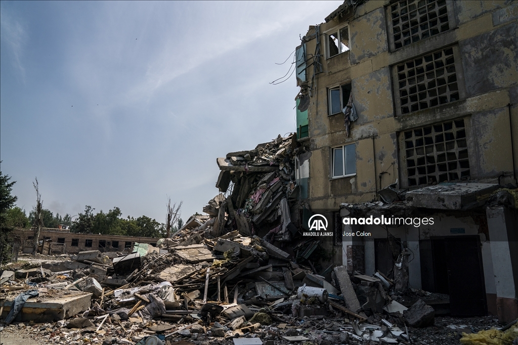 Ukrayna'nın Toretsk kentinde savaşın izleri 