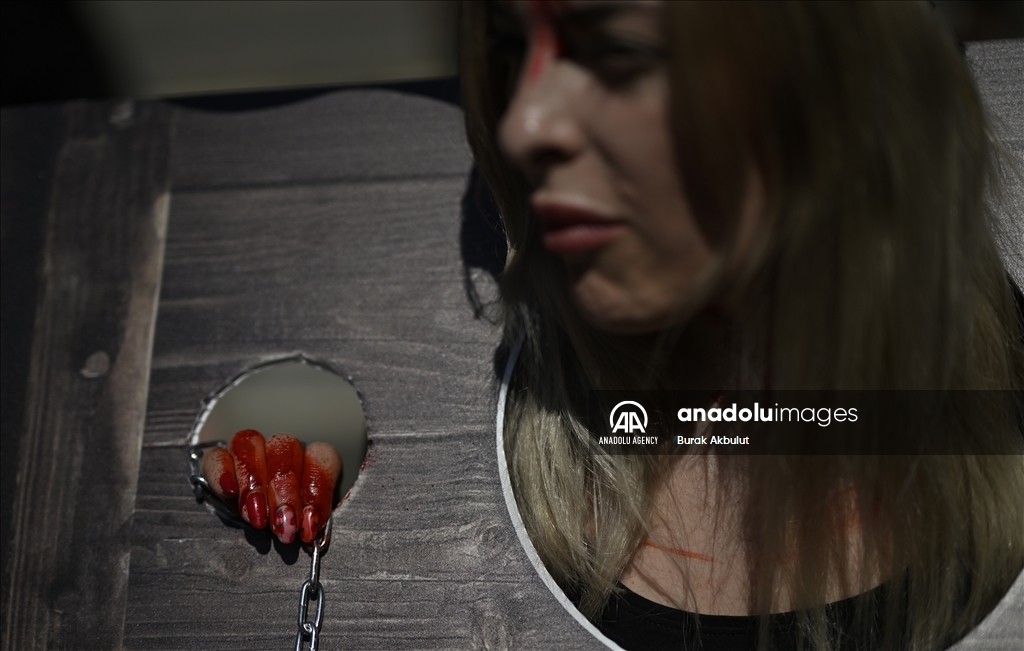 Anti bullfighting demonstrators in Spain protest before the San Fermin Festival