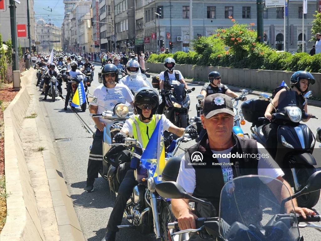 Motorcyclists in Sarajevo depart for Srebrenica in memory of the victims of genocide