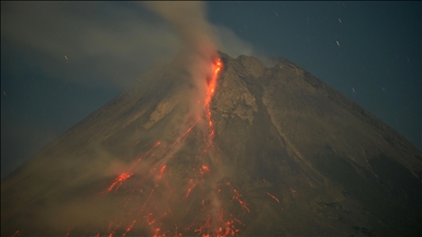 Merapi Volcano eruption continues, emitting lava flows and fumes in Central Java