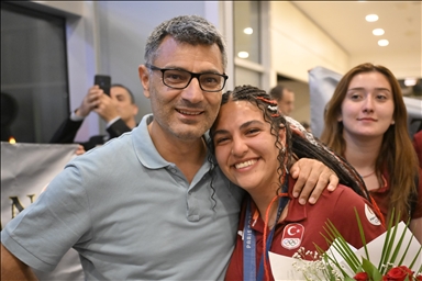  Turkish Olympic silver medalist shooter Sevval Ilayda Tarhan returned to Ankara