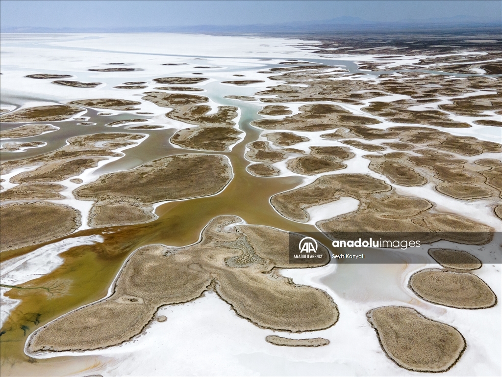 Lake Salt basin in Turkiye's Konya