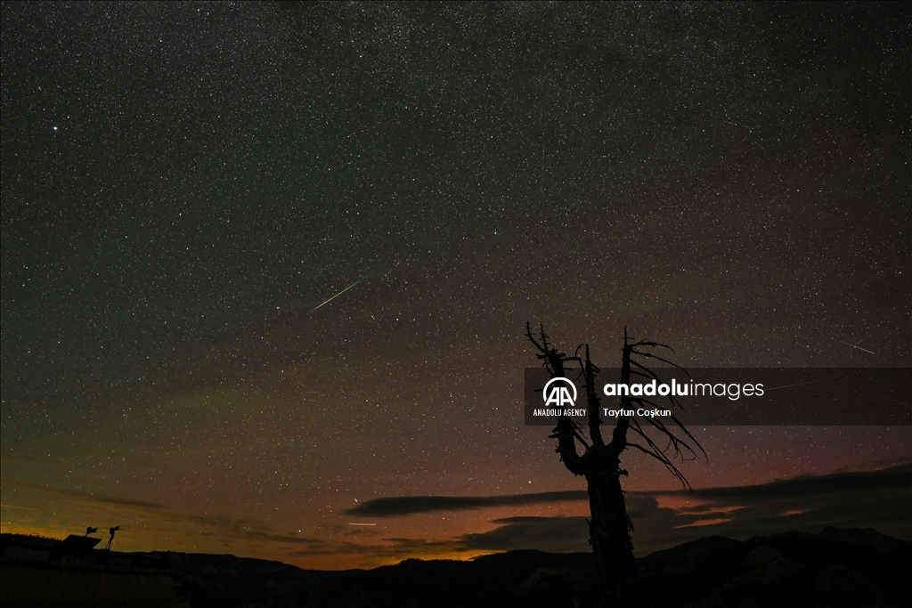 Perseid meteor showers captured in Yosemite National Park of California    