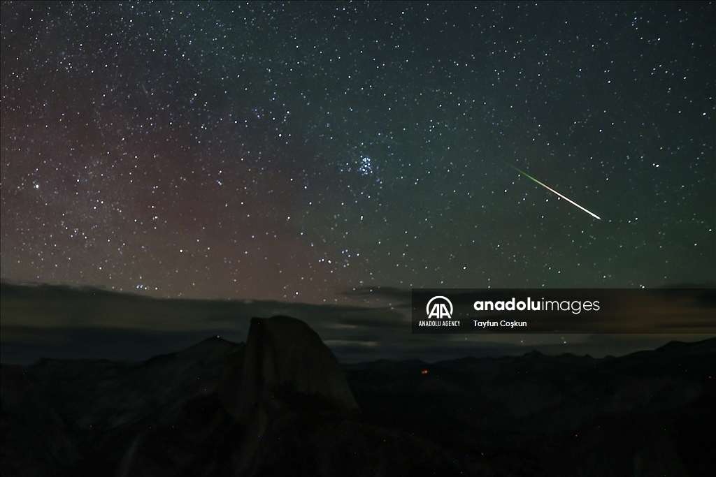 Perseid meteor showers captured in Yosemite National Park of California    