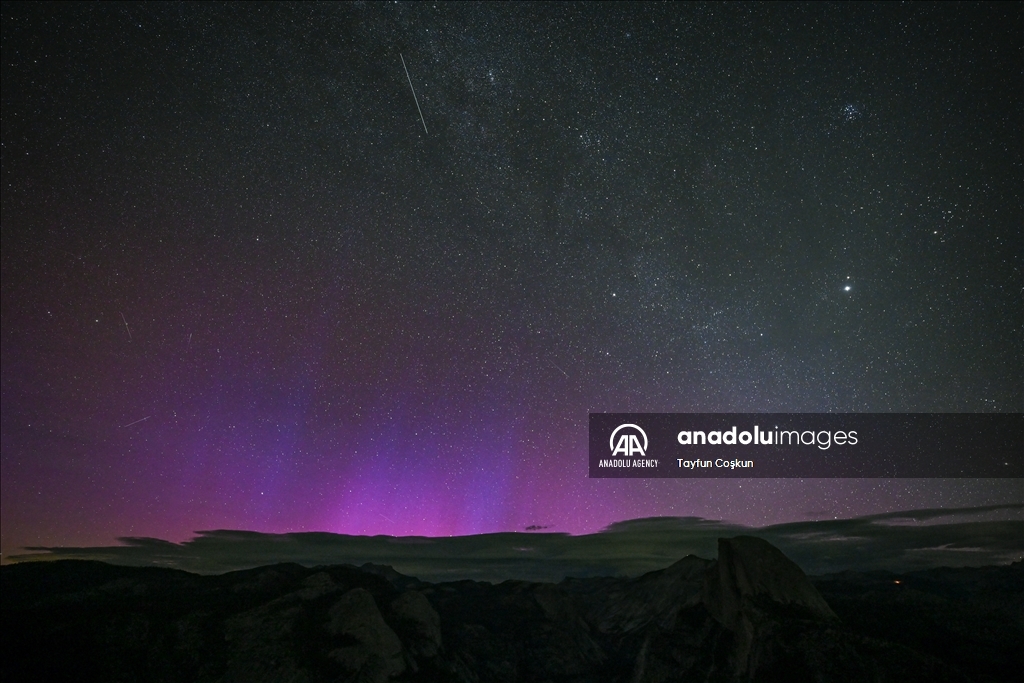 Perseid meteor showers captured in Yosemite National Park of California    