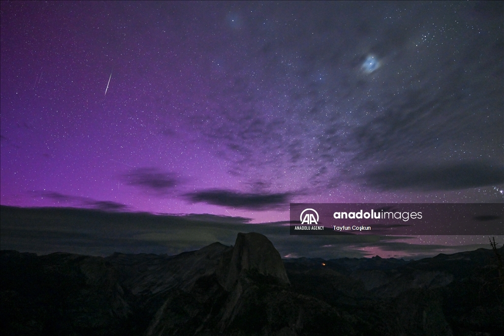 Perseid meteor showers captured in Yosemite National Park of California