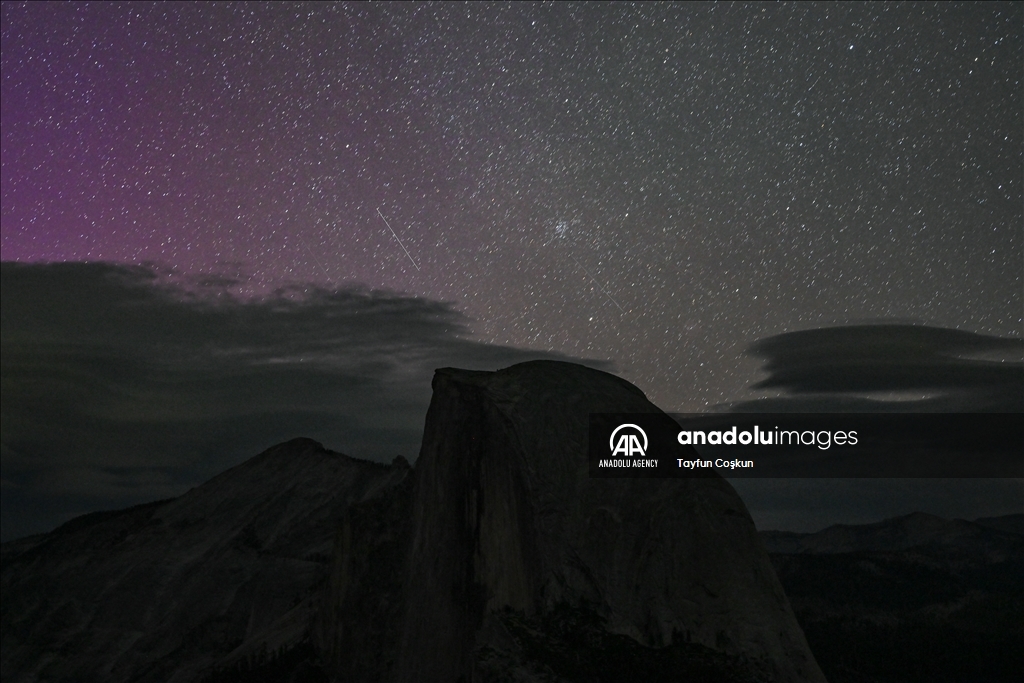 Perseid meteor showers captured in Yosemite National Park of California    