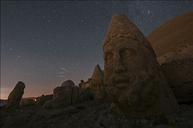 Perseid meteor shower observed at Mount Nemrut Ruins in Turkiye's Adiyaman