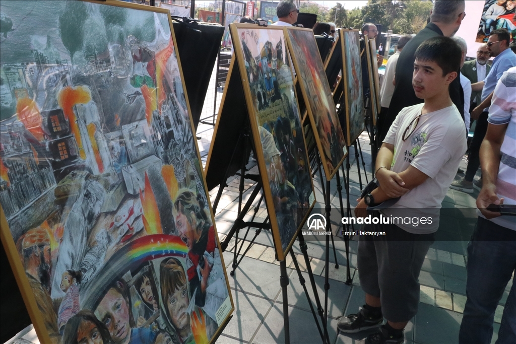 قيصري التركية.. افتتاح معرض رسم بعنوان "أطفال غزة"