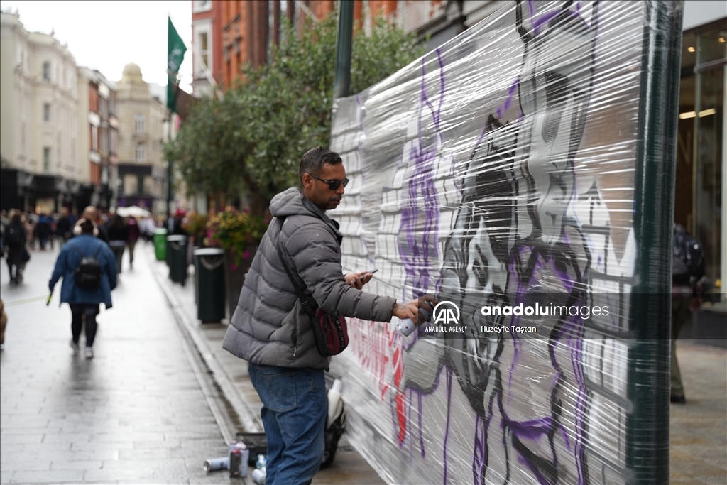 أيرلندا.. فنان برازيلي يرسم جداريات دعما لفلسطين