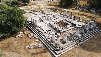 The temple of the goddess Hecate being restored