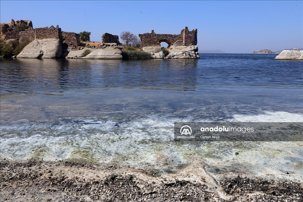 Ege Bölgesi'nin en büyük doğal gölü Bafa, kuraklığın etkisiyle 30 metre çekildi