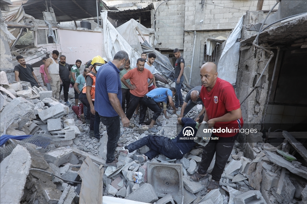 Search and rescue operations underway in Bureij Refugee Camp following Israeli airstrike on Hamdan family home