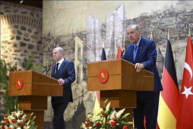 Cumhurbaşkanı Erdoğan ile Almanya Başbakanı Scholz, ortak basın toplantısı düzenledi