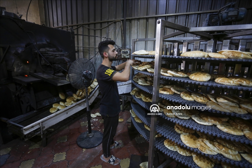 Gazze'nin Deyr Belah'taki Filistinliler, bölgede çalışan tek fırından ekmek alabilmek mücadele ediyor