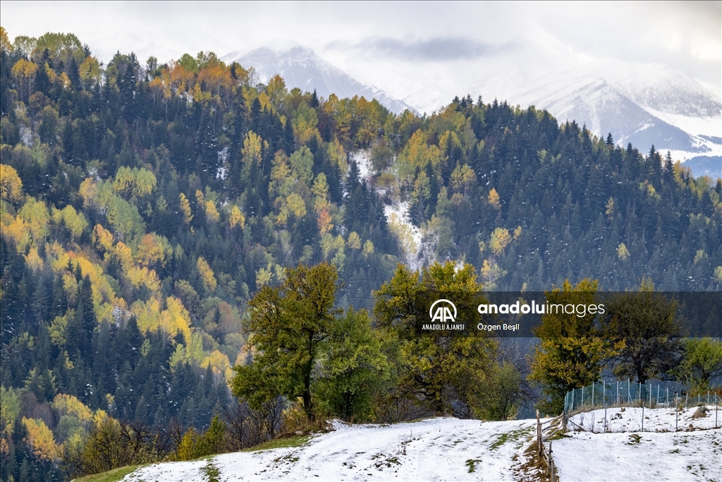 Artvin'de sonbahar ve kış aynı karede buluştu