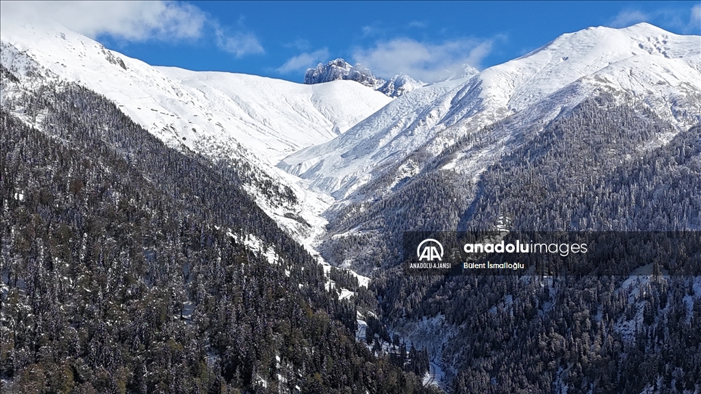 Rize'nin yüksek kesimlerine kar yağdı